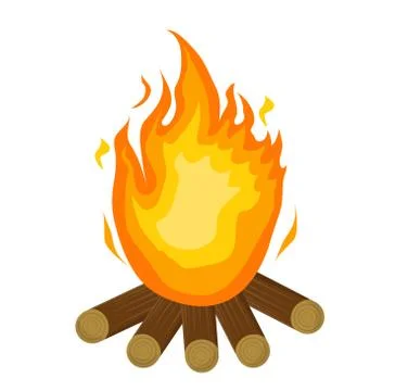 Festa Junina fire. icon flat, cartoon style. Bonfire isolated on white back.. Stock Illustration
