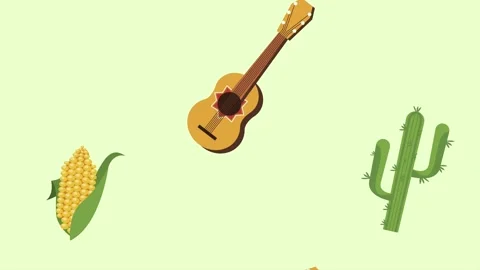 Festa junina pattern animation with guitars and cactus Stock Footage 154142457