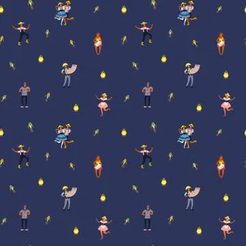 Festa Junina seamless pattern Ilustração Stock