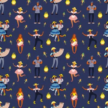 Festa Junina seamless pattern Ilustração Stock