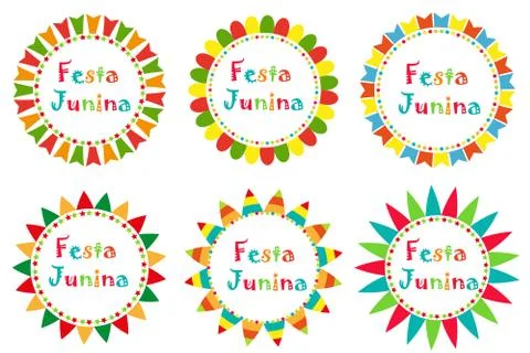 Festa Junina set frame with space for text. Brazilian Latin American festiv.. Stock Illustration
