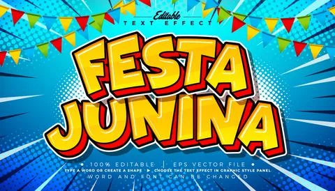 Festa Junina Text Effect Design Editable Vector Cartoon Graphic Style with .. イラスト素材