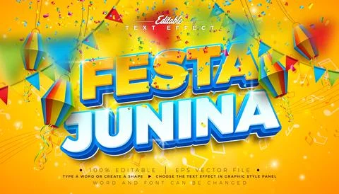Festa Junina Text Effect Design Editable Vector Graphic Style with 3d Typogra Illustration