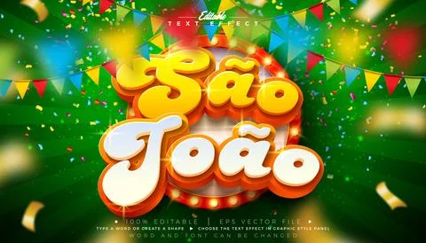 Festa Junina Text Effect Design Editable Vector Graphic Style with 3d Sao J.. Illustrazione stock
