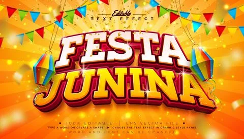 Festa Junina Text Effect Design Editable Vector Graphic Style with 3d Typog.. 스톡 일러스트