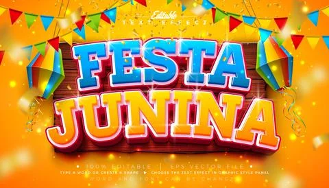 Festa Junina Text Effect Design Editable Vector Graphic Style with 3d Typog.. Stock Illustration