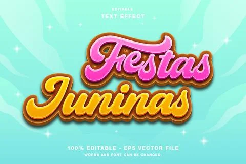 Festas Juninas 3D Editable Text Effect Stock Illustration