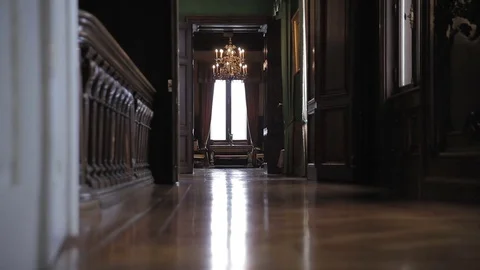 Festetics castle, vintage old antique rooms and furnitures, musem, in Europe Stock Footage