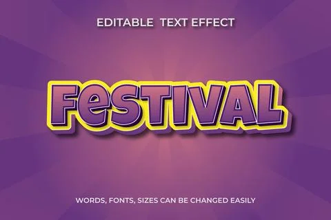 Festival 3d editable text effect Stock Illustration