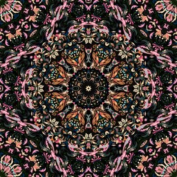 Festival art seamless mandala pattern. Ethnic geometric print. Colorful frame Stockillustratie