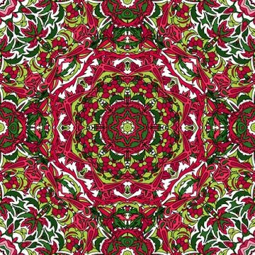 Festival art seamless mandala pattern. Ethnic geometric print. Colorful frame Stock Illustration
