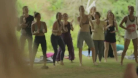 Festival attendees dance at workshop. Stock Footage 82329041
