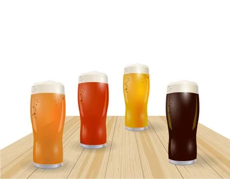 Festival of beer. Different types of beer in glasses. Grilled sausages, hot d Stock Illustration