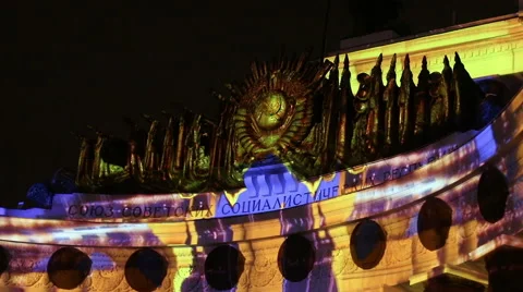 Festival "Circle Of Light" - VDNKh,  Central Pavilion Stock Footage 46500819