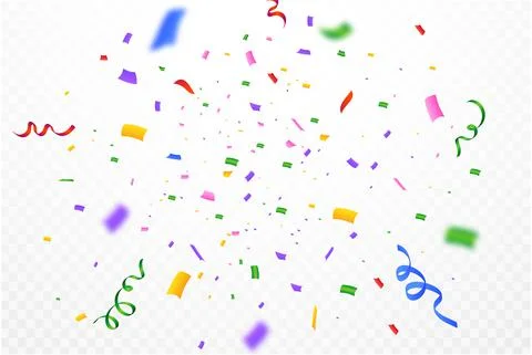 Festival confetti background vector. Realistic celebration confetti ribbon ex Stock Illustration