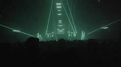 Festival crowd dancing amazing lasers slow motion Stock Footage 68709143