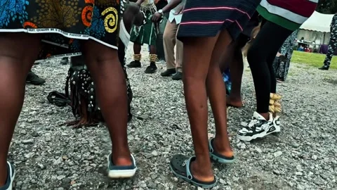 Festival Dancers Feet Beating Rhythmic Steps on Gravel Ground Stock Footage 337633799