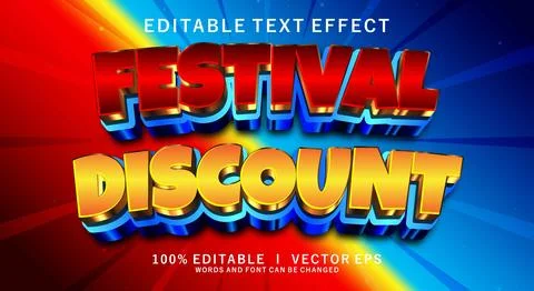 Festival discount 3d vector text effect with modern style design Stock Illustration
