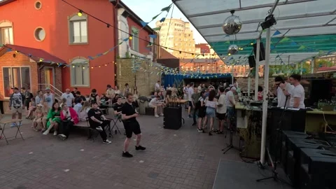Festival with DJs, musicians, techno, electronic music crowd of people 08/28/23 Stock Footage 273350232