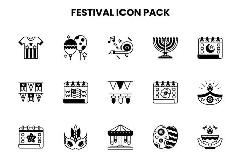 Festival DuoTone Bundle Icons Pack Stock-Illustration