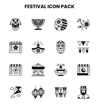 Festival DuoTone Bundle Icons Pack 스톡 일러스트
