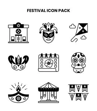 Festival DuoTone Vector Icons Pack Stock Illustration