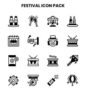 Festival DuoTone Vector Icons Pack 库存插图
