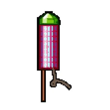 Festival firework rocket pixel art vector illustration Stock Illustration