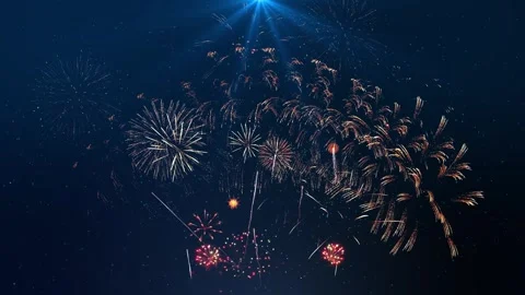Festival fireworks frame. crackers lights in starry night sky, firework Stock Footage 333906072