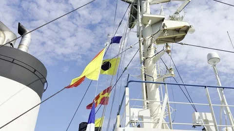 Festival Flags on Ship Stock Footage 328951475