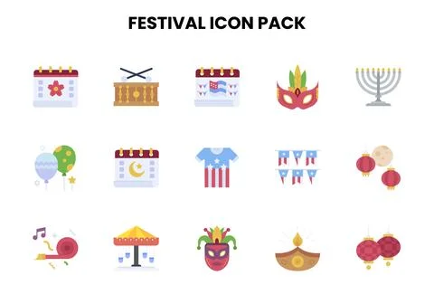 Festival Flat Graphics Icons Pack Stockillustratie