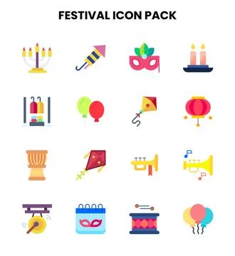 Festival Flat Scalable Icons Pack Stock Illustration