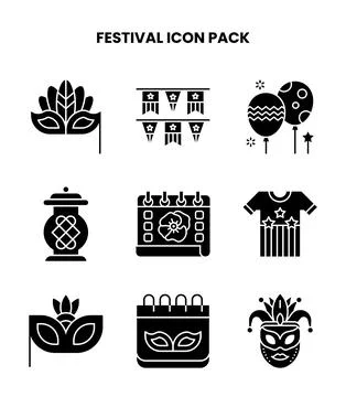 Festival Glyph Bundle Icons Pack Stock Illustration