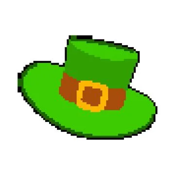 Festival green hat patrick pixel art vector illustration 스톡 일러스트