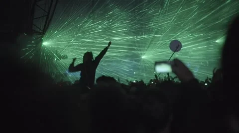 Festival lasers big crowd Stock Footage 68709189