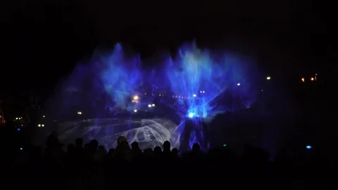 Festival of light Staro Riga. 3D lasers show at night. Stock Footage 120067348
