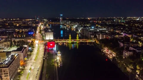 Festival of lights - Berlin -hyperlapse above Oberbaum bridge 스톡 동영상 145702178