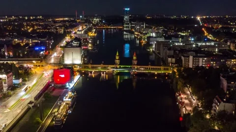 Festival of lights - Berlin -hyperlapse above Oberbaum bridge Video stock 145702194