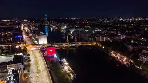 Festival of lights - Berlin -hyperlapse above Oberbaum bridge Stock-Footage 145702204