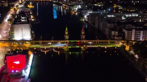 Festival of lights - Berlin -hyperlapse above Oberbaum bridge Stock-Footage 145702213