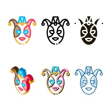 Festival mask icon vector multipack outline Stock Illustration