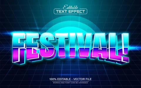 Festival retro style text effect editable Stock Illustration