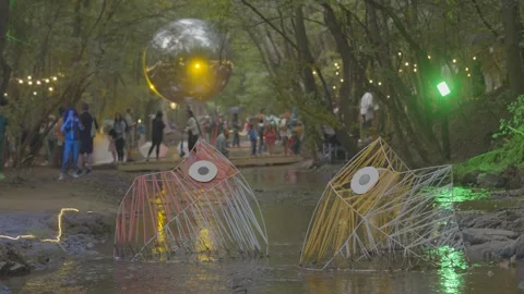 Festival of Sofia with rivers and metal fish Stock Footage 284459818