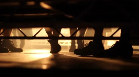 Festival tecnicians feet while working in the backstage Stock-Footage 55878751