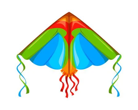 Festival triangular paper kite with wide wings Stock Illustration