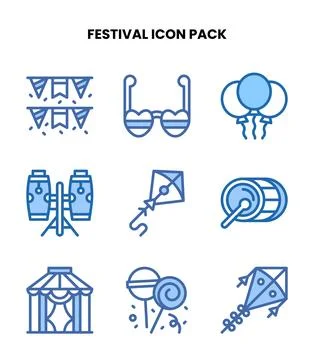 Festival Two Colour Set Icons Pack 스톡 일러스트