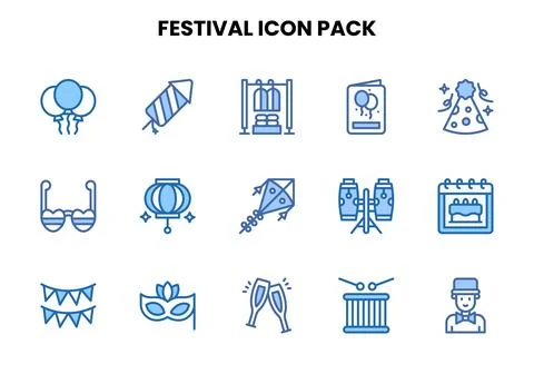 Festival Two Colour Vector Icons Pack Illustrazione stock