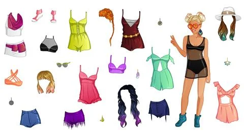 Festival Weekend Paper Doll. Vector Illustration Stock Illustration