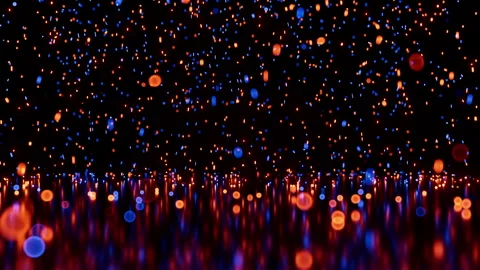 Festive 3D animation. Blue red gold shimmering magical sparks Video stock 295921279