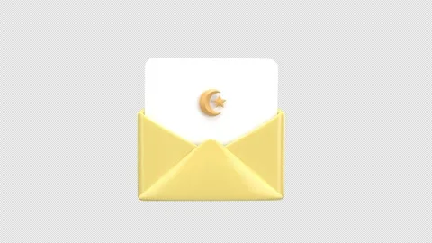 Festive 3d animation Eid greeting envelope with a crescent moon, star, and .. Stock Footage 308242598